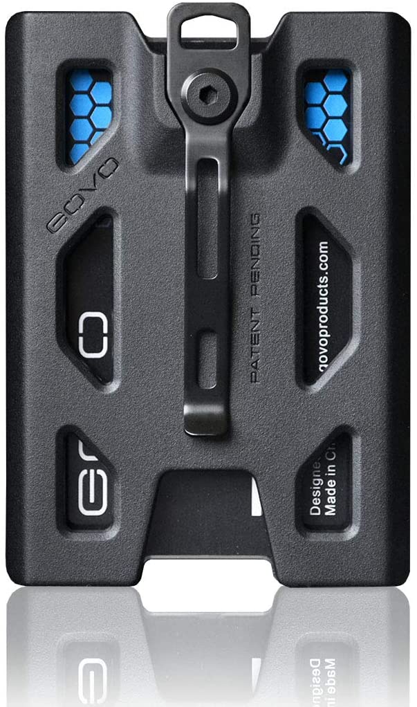 Govo Badge Houder/Portemonnee-Duurzaam Polycarbonaat Id/Credit Houder Met Metalen Clip En 4 Kaarten Slot Houdt 1to 4 Kaarten: Black