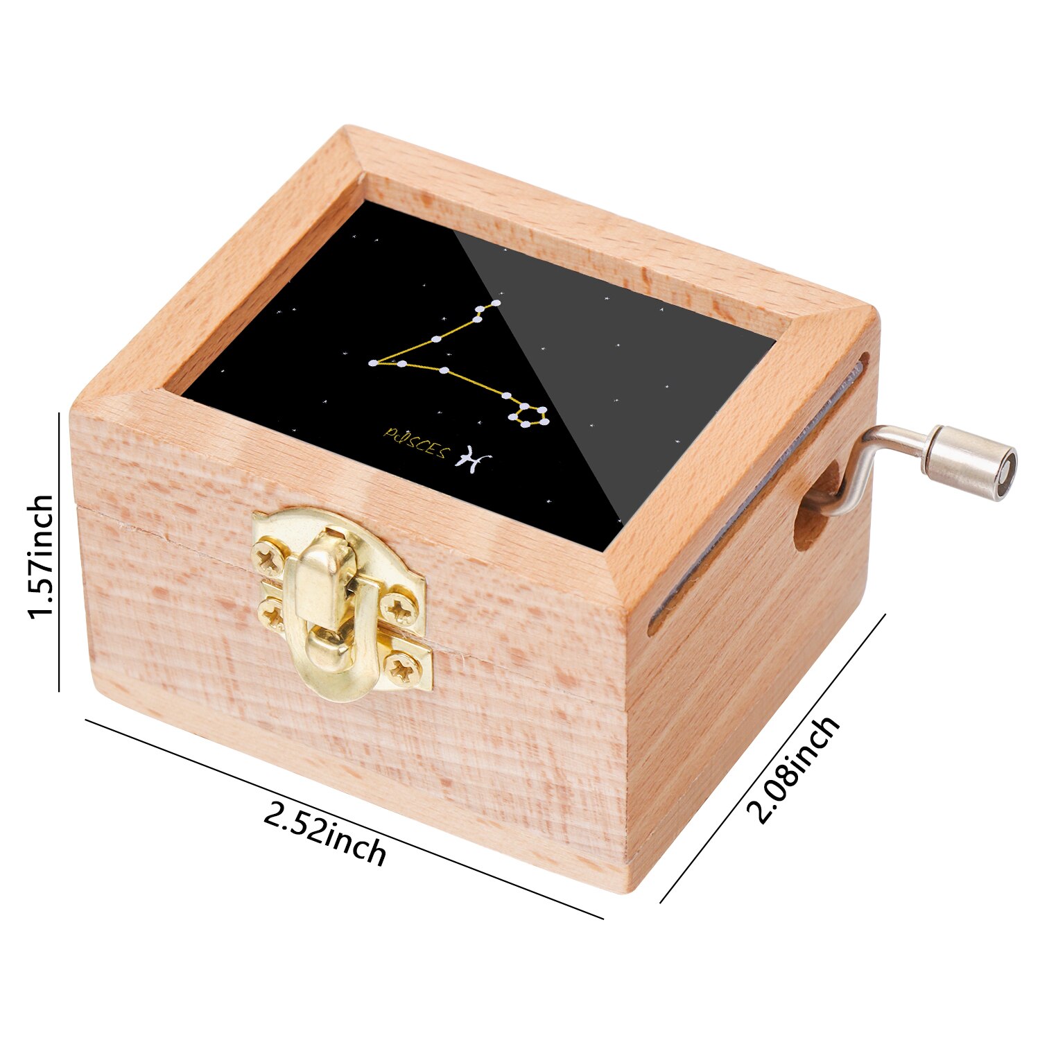 1PC Antique Music Box Wooden Hand Crank Classical Musical Boxes Children's Birthday Mother's Thanksgiving Day Memorial: Pisces NO Mirror