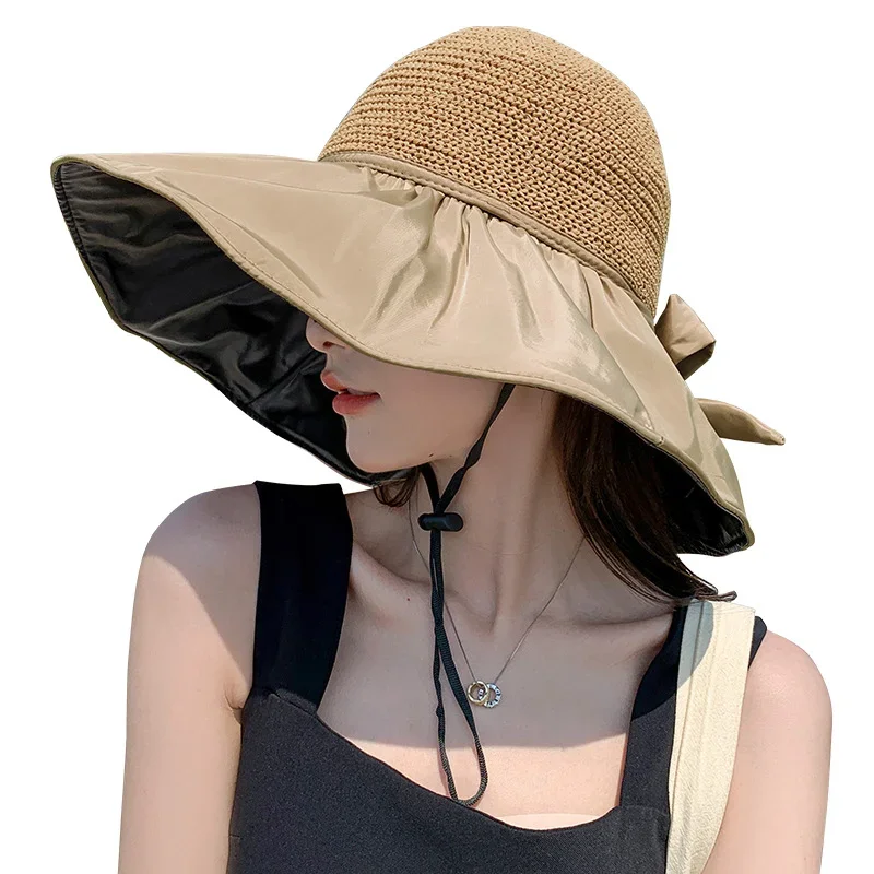 Cappelli da sole per donna all'aperto Cappello da sole estivo Berretto di protezione solare a tesa larga Resistente ai raggi UV Ombreggiatura per il viso da escursionismo