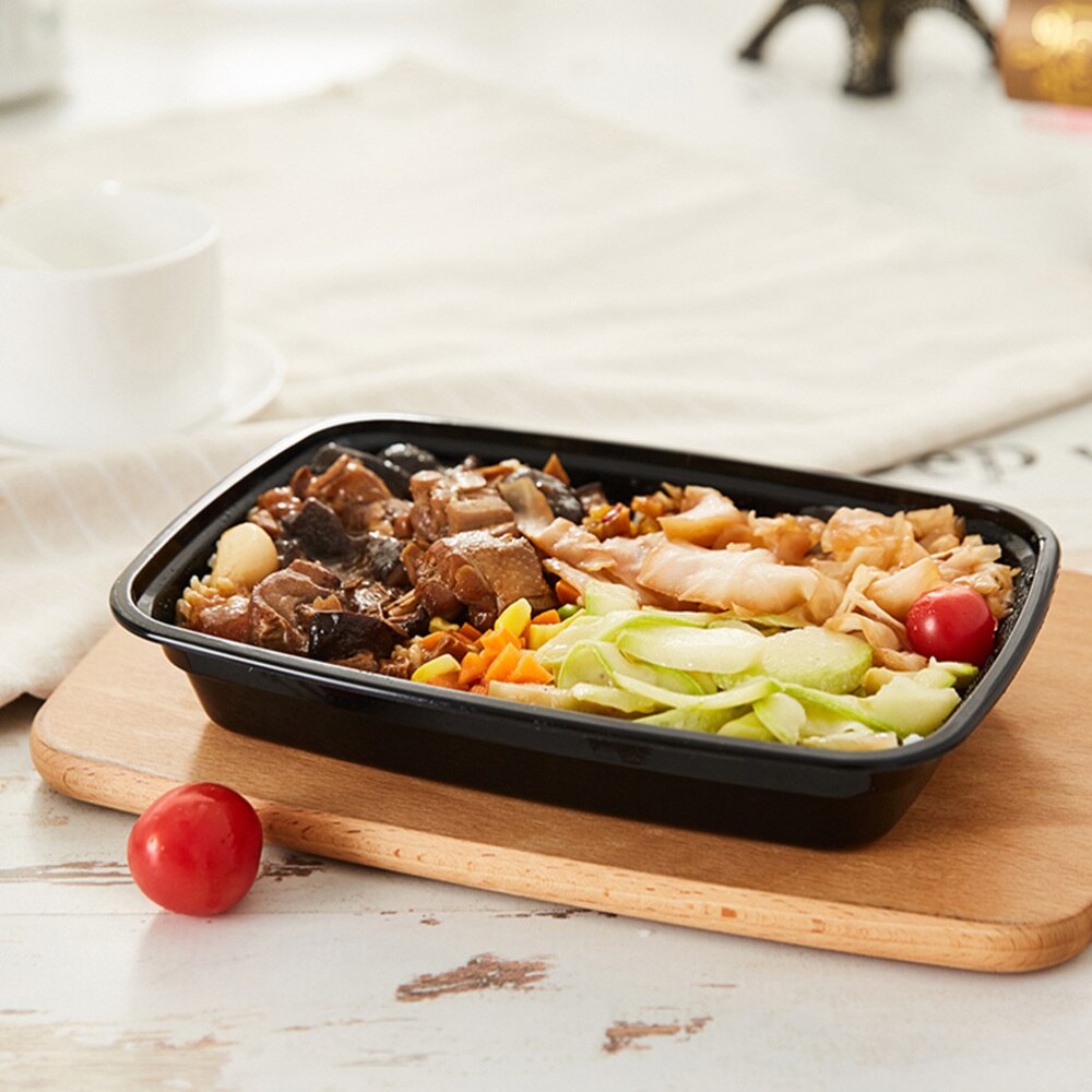 30pcs Disposable Lunch Boxes Takeaway Boxes Food Storage Boxes (Black)