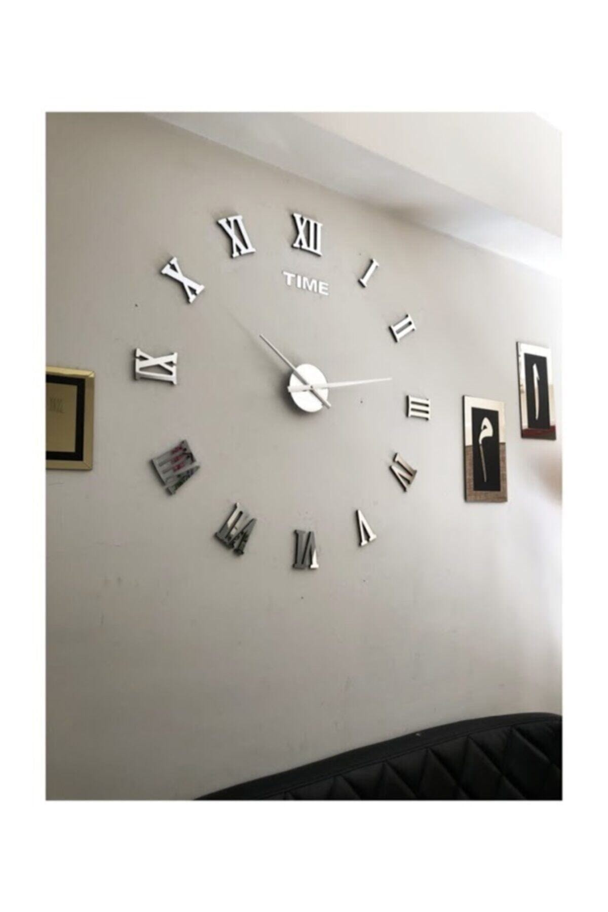 Decorative 3d Wall Clock Plexiglass Mirror Roman Digit Big size