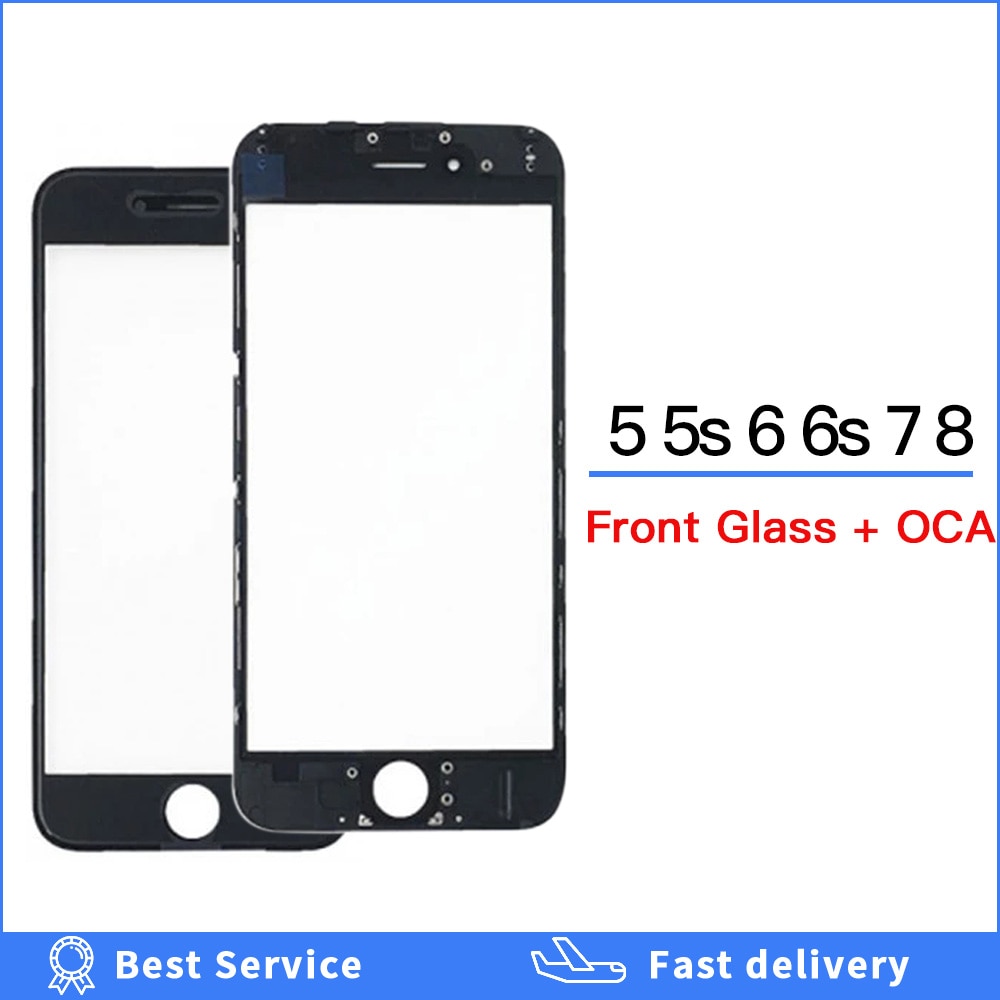 Outer glass For iPhone 5 5s 6 6s plus 7 8 Repair Parts Screen front Glass Display Front Frame + Glue Bezel + OCA