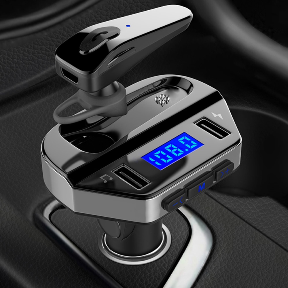 Jinserta Bluetooth Fm-zender In-Ear Oortelefoon Auto MP3 Speler Fm Modulator Handsfree Dual Usb 3.1A Quick Charger Voor Iphone X