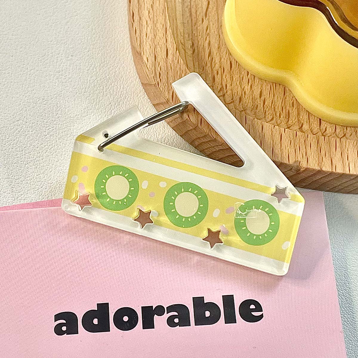 WAKAWAKA Cute Acrylic Charm Carabiner Korean Style Keychain Scrapbook Ita Bag Decor Accessories: Silver / Gray