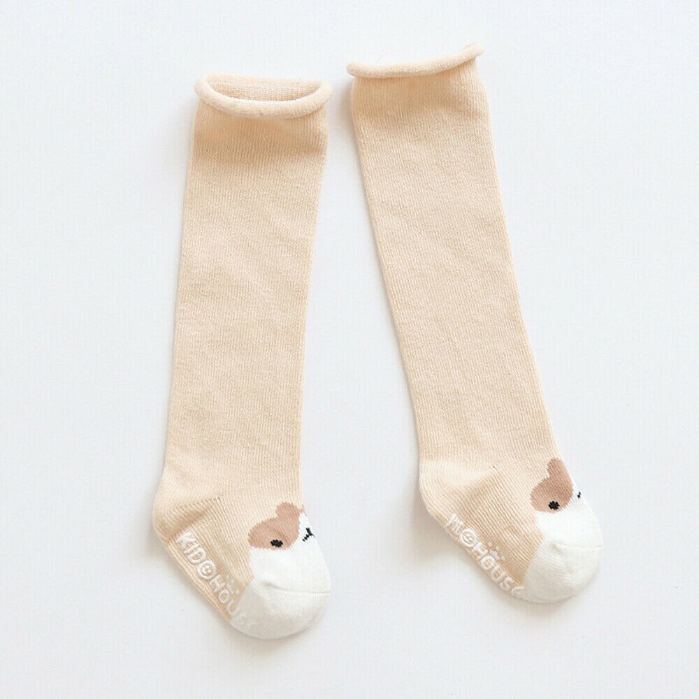 Cartoon Dier Baby Kousen Sokken Leuke Katoenen Kniehoge Sokken Anti-Slip Peuter Kleine Baby Lange Been Warmer Kids kousen: Khaki / 3T