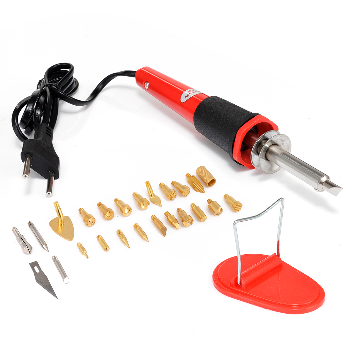 26 stücke Brandmalerei Werkzeuge Holz Brennen Eisen Stift Spitze Bausatz einstellen 220-240V 30W Lötkolben Werkzeug Für leder Prägung Handwerk
