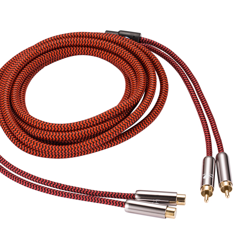 Cable de Audio Audiophile doble RCA macho a doble RCA hembra para amplificador de TV altavoz Subwoofer blindaje Cable RCA 1M 2M 3M 5M 10M