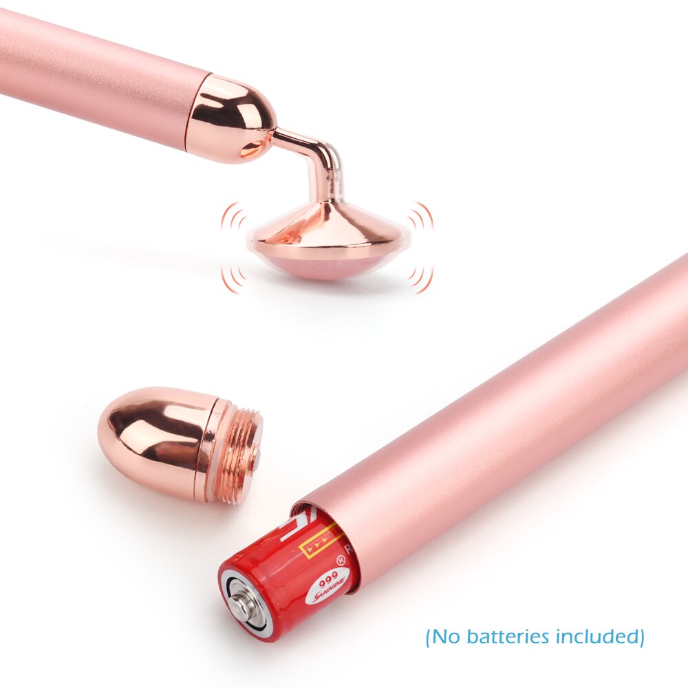 Goud Schoonheid Bar Trillingen Facial Roller Elektrische Stimulator Met Jade Hoofd Anti-Rimpel Huidverstrakking Rose Quartz Gezicht Massage