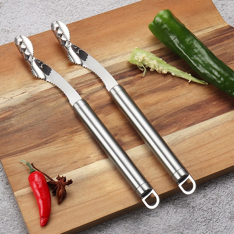 Rvs Jalapeno Peper Corer Tool Gekartelde Rand Beluchtingstanden Tool Gekarteld Zaad Remover Core Deseeder Keuken Groente Gereedschap