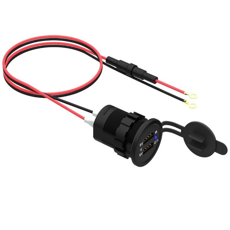 IP66 Water Proof 12V Dc 2 Usb Motorfiets Sigarettenaansteker Lader Connector En Zekering Plug Voor Voertuig R1WC wholesalse