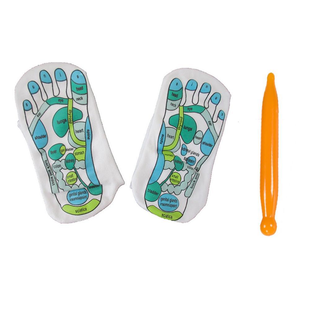 1 paar Socken/1 stücke Stift Akupressur Reflexzonenmassage Socken Physiotherapie Massage Entlasten Müde Füße Reflexzonenmassage Socken Fuß Punkt Socke: Socke und Stock