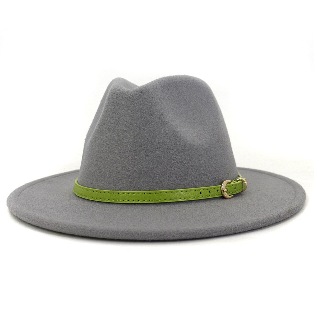 FS – Chapeau Fedora en feutre de laine pour homme et Femme, casquette à large bord, Vintage, Trilby Jazz, pour Couple, collection hiver et automne: GRAY