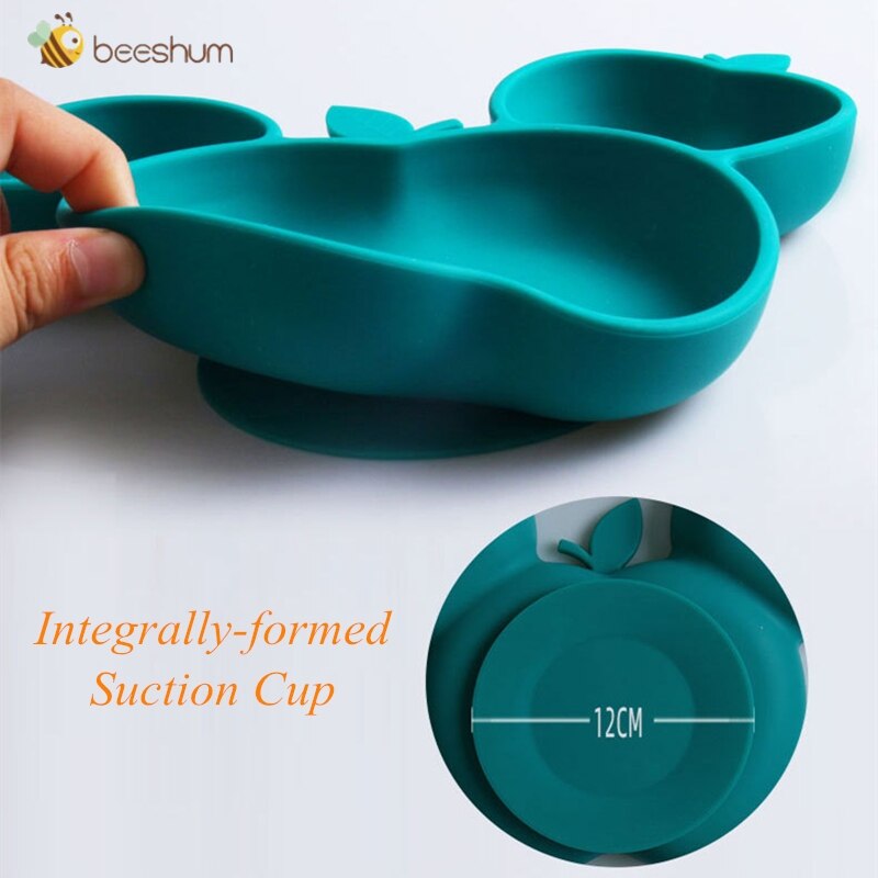 Beeshum Siliconen Kom Voor Babyvoeding Gerechten Baby Speelgoed 0-12 Maanden Apple Cartoon Feeding Bowls Baby Servies Kindje plaat