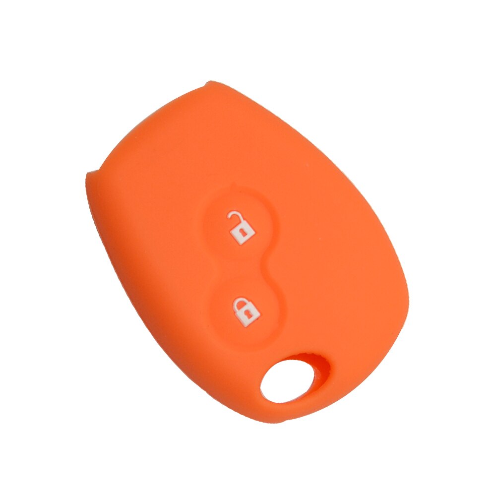 Okey tech 2 knappar bilnyckel silikonhölje skal skal för renault clio scenic silica gel nyckel skal skydd: Orange