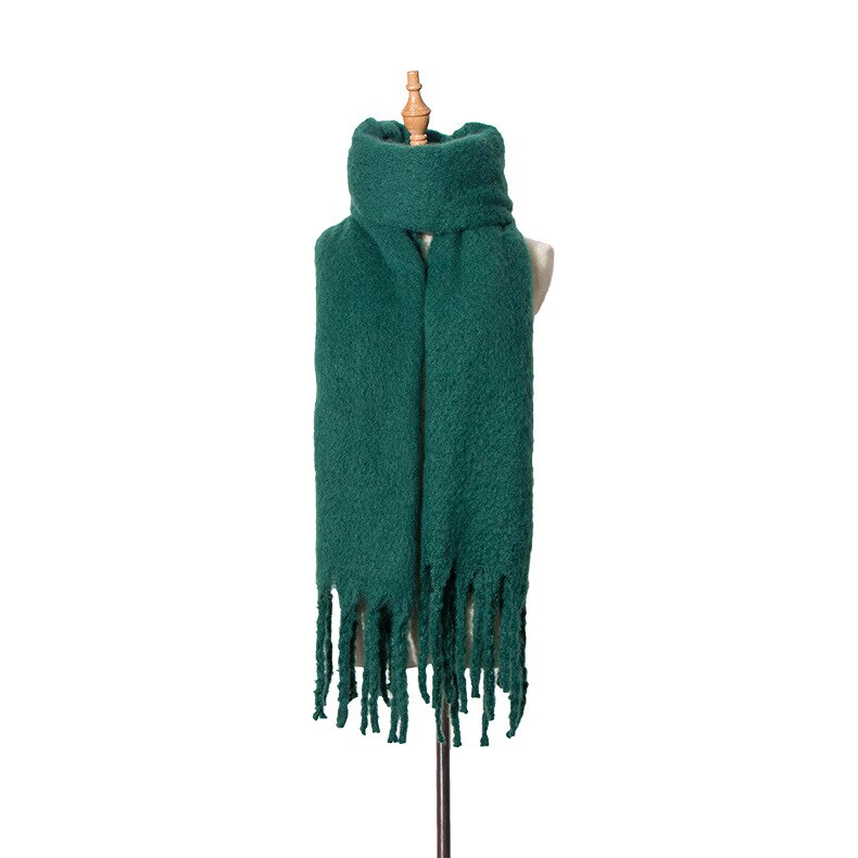 Warme Schals Herbst Und Winter Neue Stil Grob Tassled Kreis Sand Einfarbig Schal Schal von Dicken Schal Schal: dunkel Grün