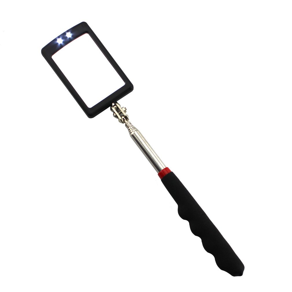 Led Telescopic Nonslip Inner Wall Inspection Mirror Vehicle Bottom Angle View Detection Tool Equipment with Rubber Grip