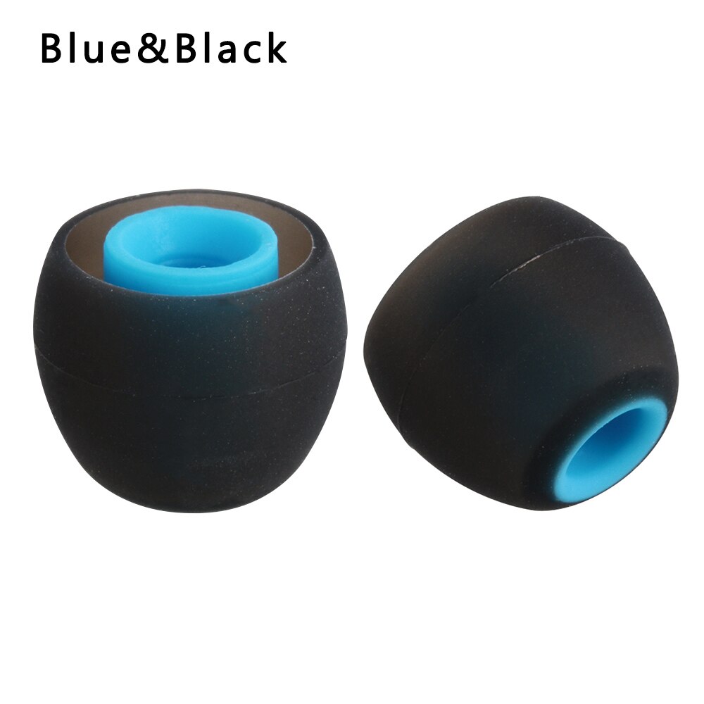 2Pcs/1 Pair Colorful Rubber 3.8mm In-ear Earphone Earbuds Replacement Silicone Rubber Ear Tips Universal Replacement Earbuds: M black blue