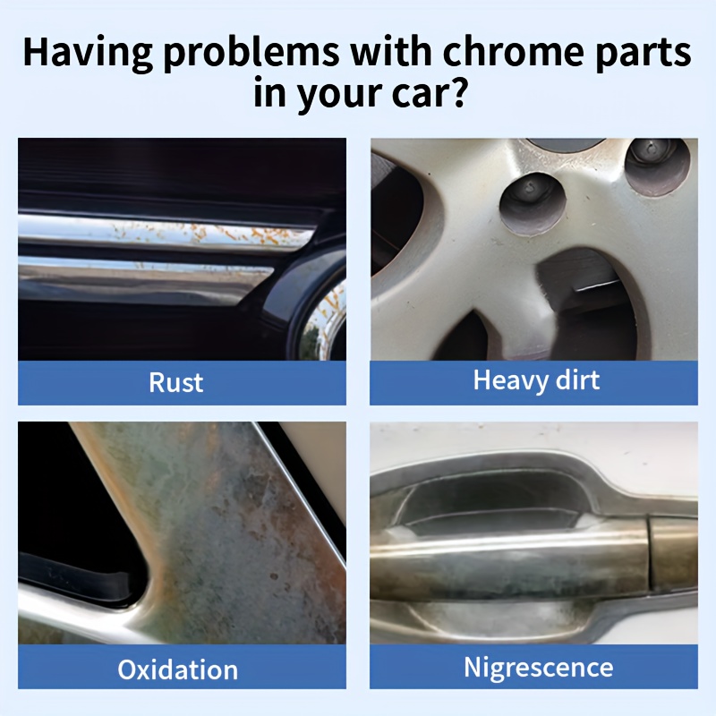 Chrome Shine Restorer for Car Windows & Metal Surfaces - Rust Remover and Polishing Paste, Removes Stains & Oxidation, Restores
