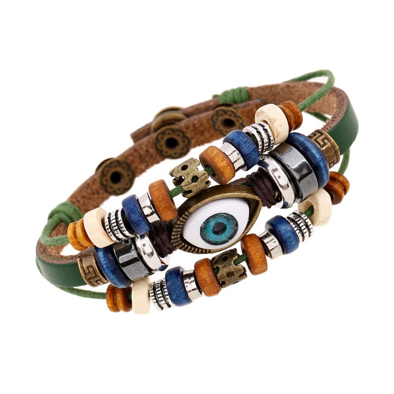 Neue Bohemien Magische Auge mehrschichtig Leder Armbinde Auge Fisch Perlen Armbinde männer retro Punk wickeln Armbinde Schmuck: 7