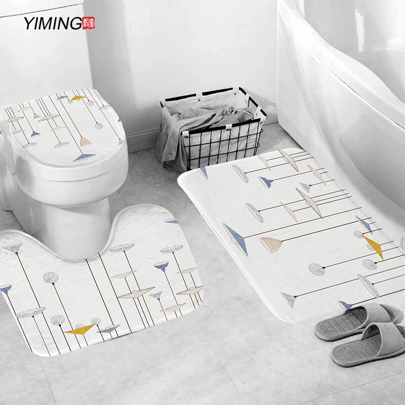 YIMING 3pcs Bath Mat Set Simple Northern European-Style Chandelier Printed Bathroom Anti-Slip Carpet Home Decoration Bath Mat: B