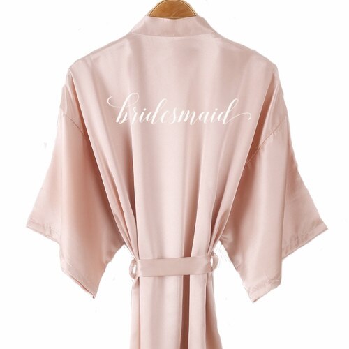 Champagner-Bademantel für Braut, Satin--Seiden-Kimono, Damen, Brautparty, Schwester, Team, Mutterparty, Nachtwäsche, Brautjungfer, Hochzeit, kurze Roben: XL / Braun