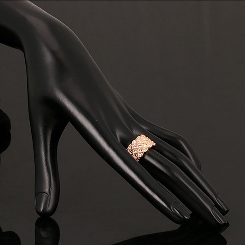 thumbnail image 2 of 12mm Rose Gold Silver Baguette Cut Stainless Steel Ring - Women's Band Zirconia 2 of 5
