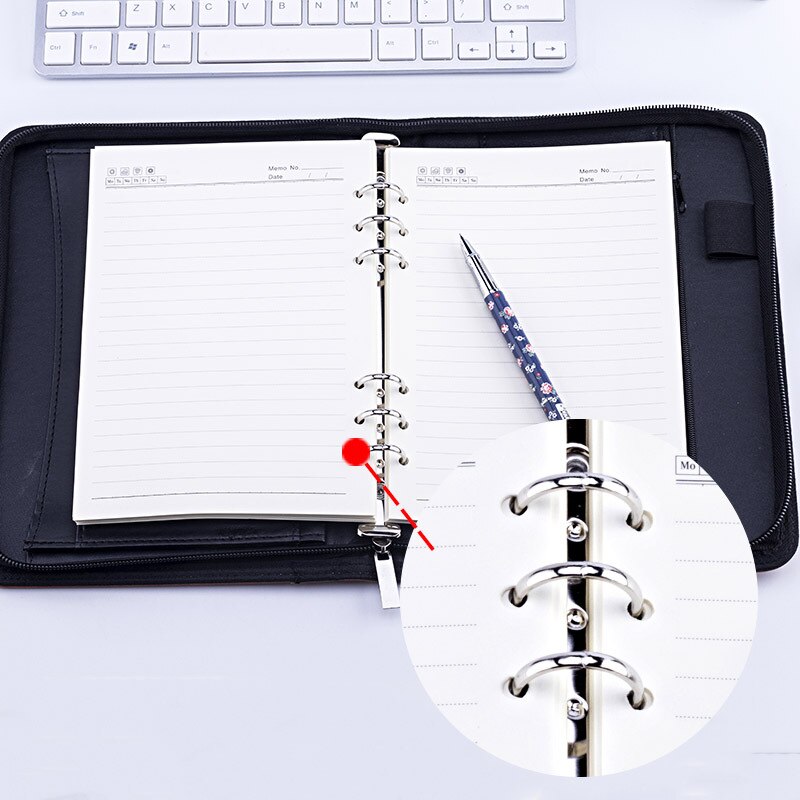 Faux Leather A5 B5 Padfolio with Calculator Zipper Binder Notebook Briefcase File Executive Folder Spiral Travel Notepad