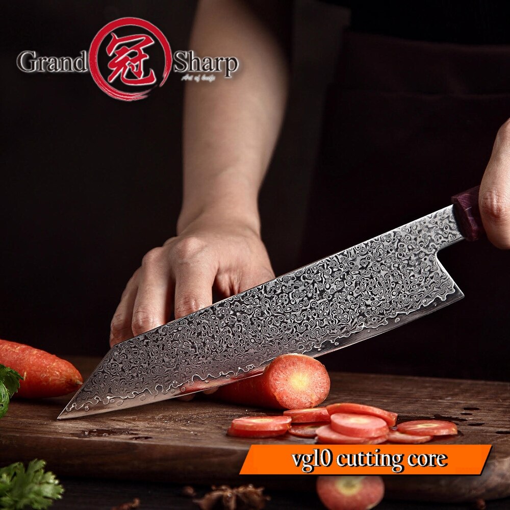 Chef Knife vg10 Damascus Steel Japanese Kitchen Knives Purple Handle Kiritsuke Knife Style cooking Gadgets Home Tools Slice