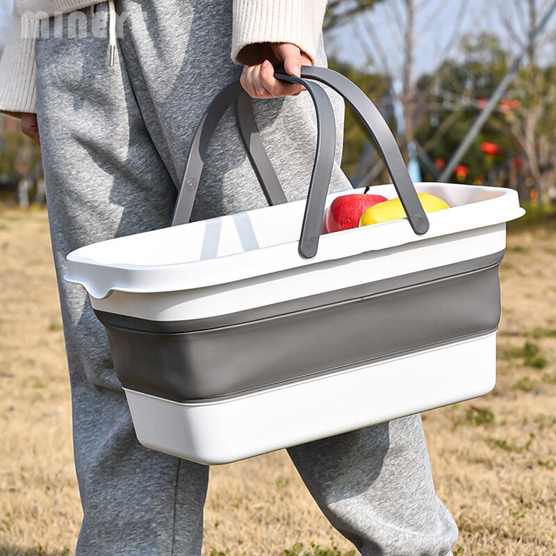 Multi-Purpose Bucket with Lid and Handle Portable Folding Bucket for House Cleaning Moping Storage Outdoor Fishing Water Pail