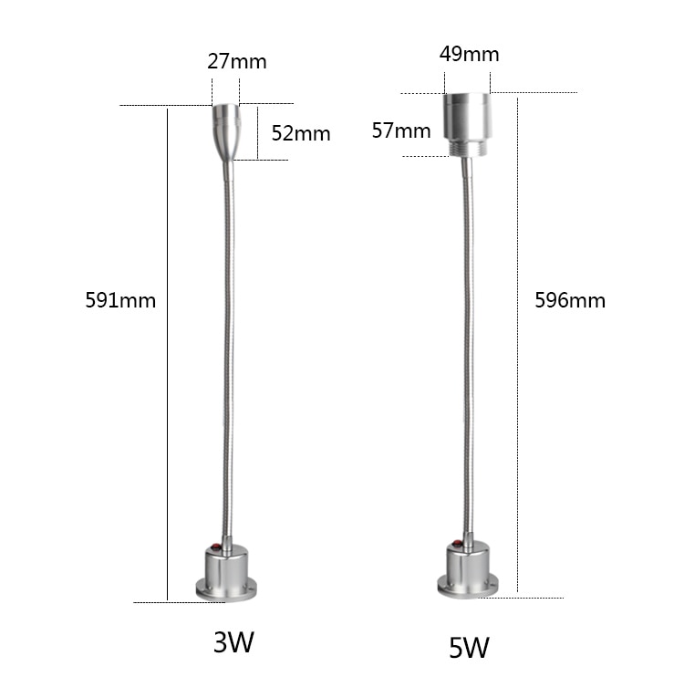 LED Remote Spotlight Machine Light 3W 5W 500mm Universal Hose Long Range High Spotlight 24V 220V Industrial Machine Goose Lamp