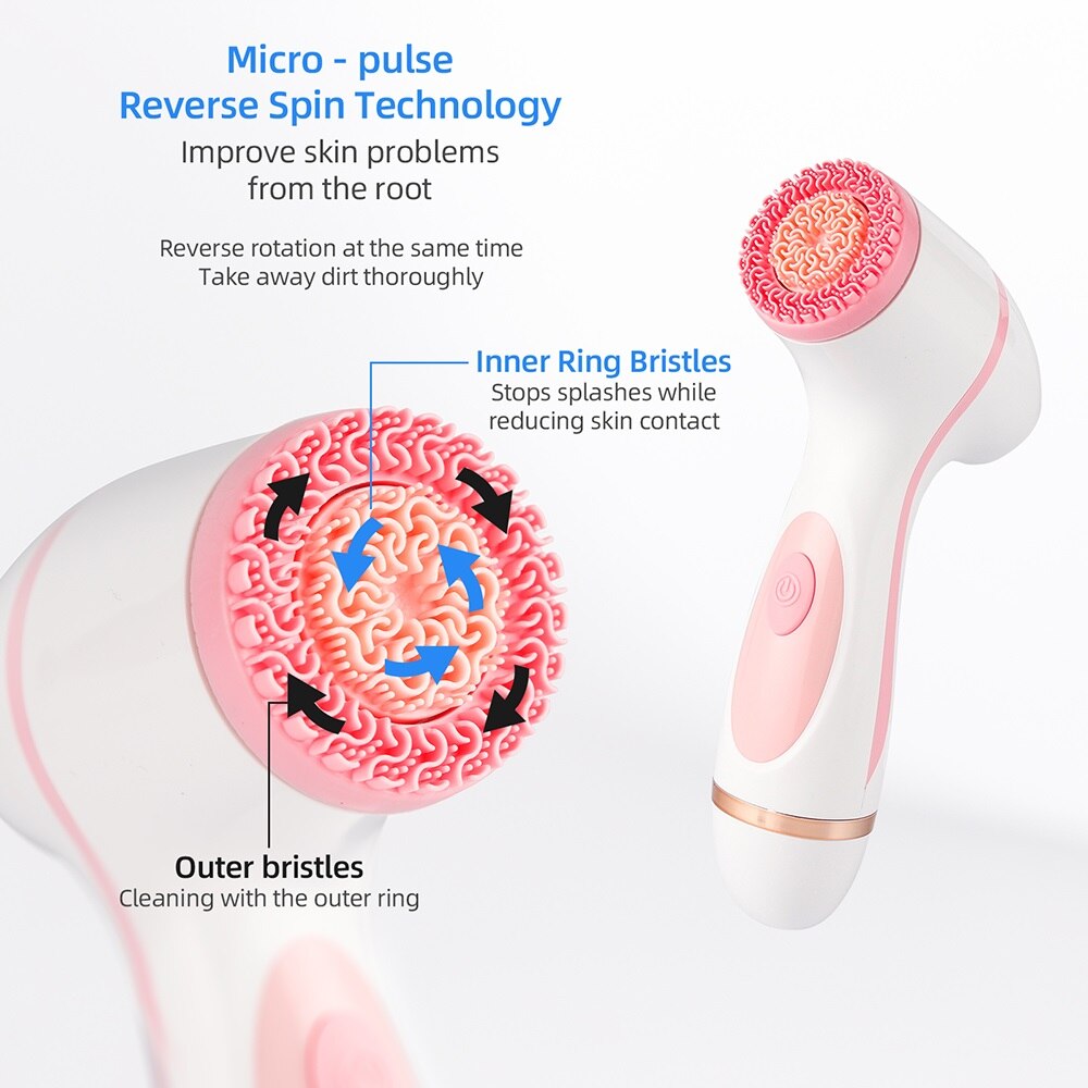 Cepillo de limpieza Facial recargable 3 en 1, limpiador Facial eléctrico giratorio, Limpieza Profunda, eliminador de poros y espinillas, resistente al agua
