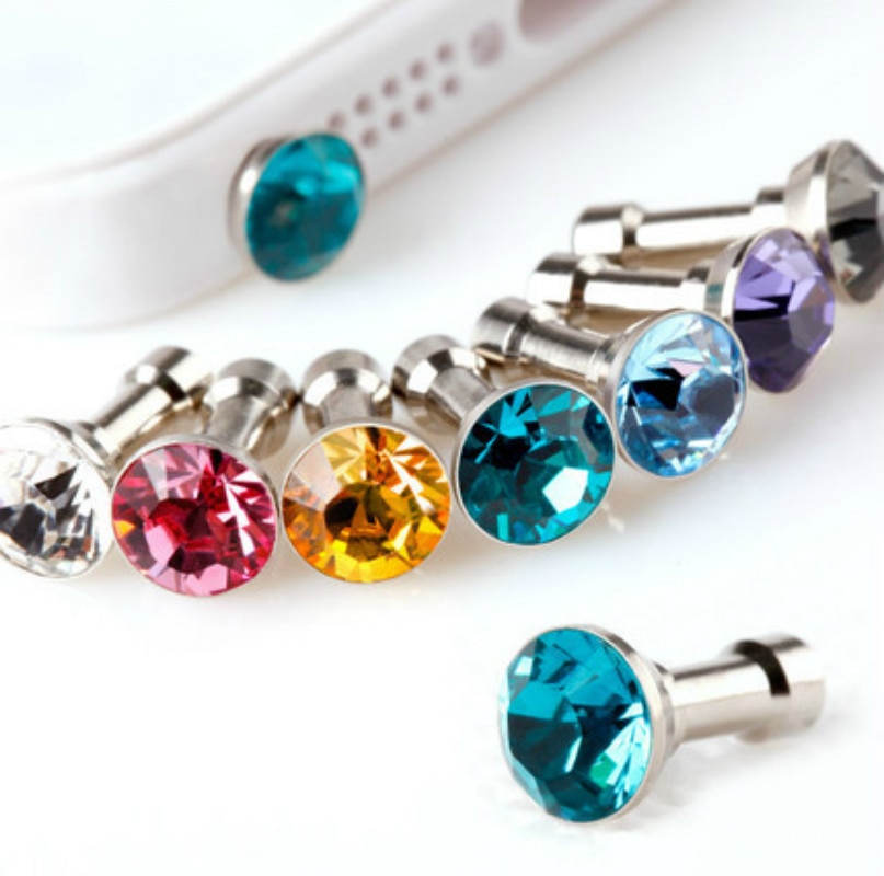 10pcs Bling Diamond Dust Plug Universal 3.5mm Cell Phone Earphone Plug For iPhone 6 5s Samsung HTC Sony Headphone Jack Stopper