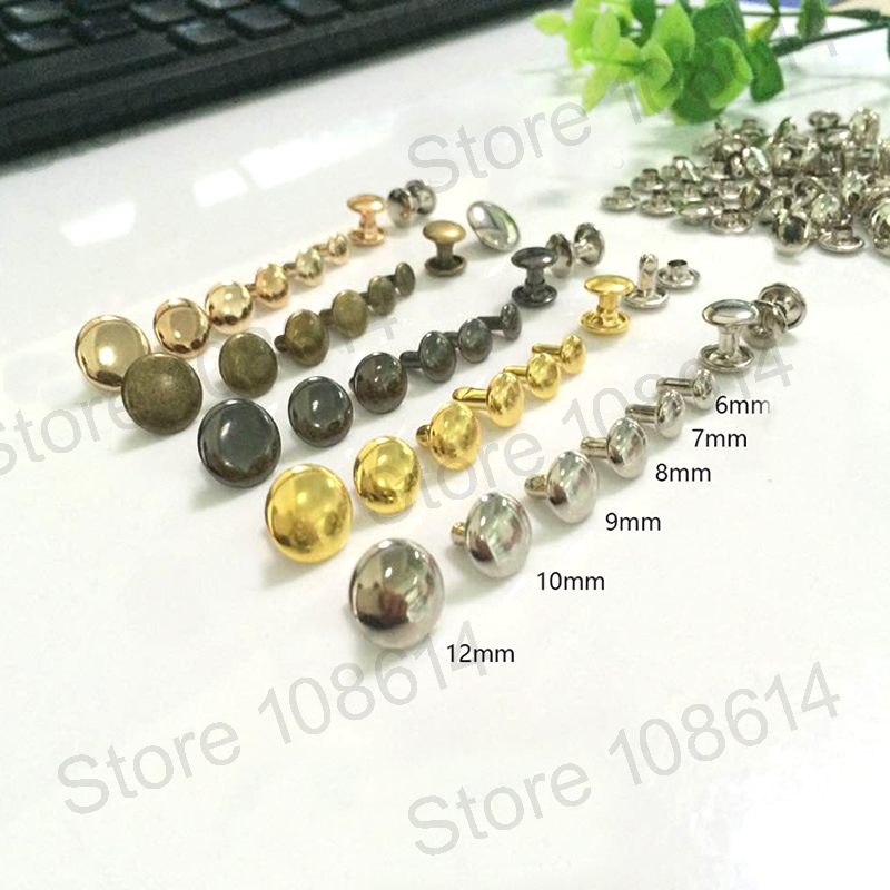 100Pcs DIY accessoires 6mm double-side klinknagels spike stud & spikes voor kledingstuk lederen accessoire Ronde platte spikes Kledingstuk Klinknagels