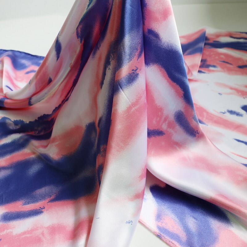 100cm*148cm ombre gradient maleri trykt satin stof diy patchwork syemateriale til kvinder kjole tørklæde