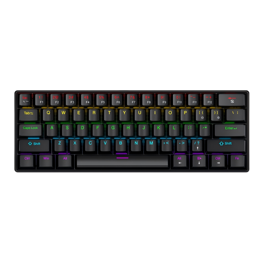 APAYADO K61 Keyboard 60% Portable Wired Mechanical Keyboard Wired 61 Keys Phantom RGB: black / blue switch