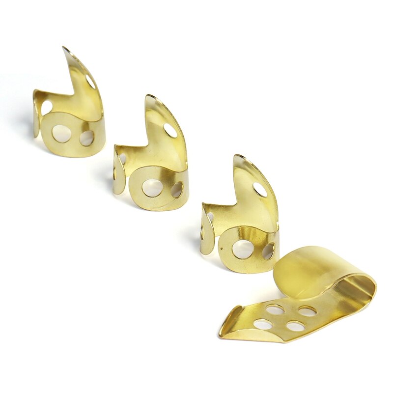 Guitar Finger Picks 3 Index Fingers + 1 Thumb Adjustable Metal Banjo Fingerstyle Pick Finger Protector