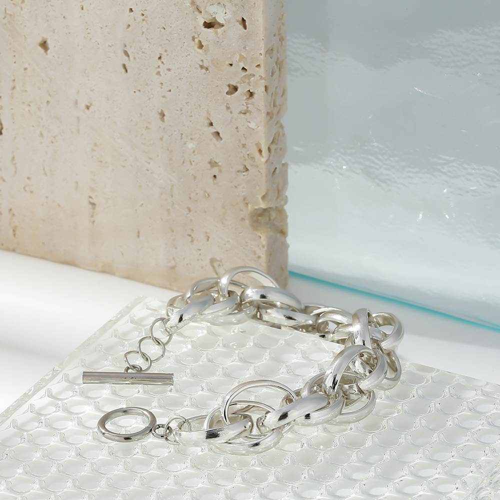 Yhpup Statement Aluminum Metal Chain Bangle Bracelet for Women Punk Aluminium Bracelet Party Gala Pulseras Jewelry