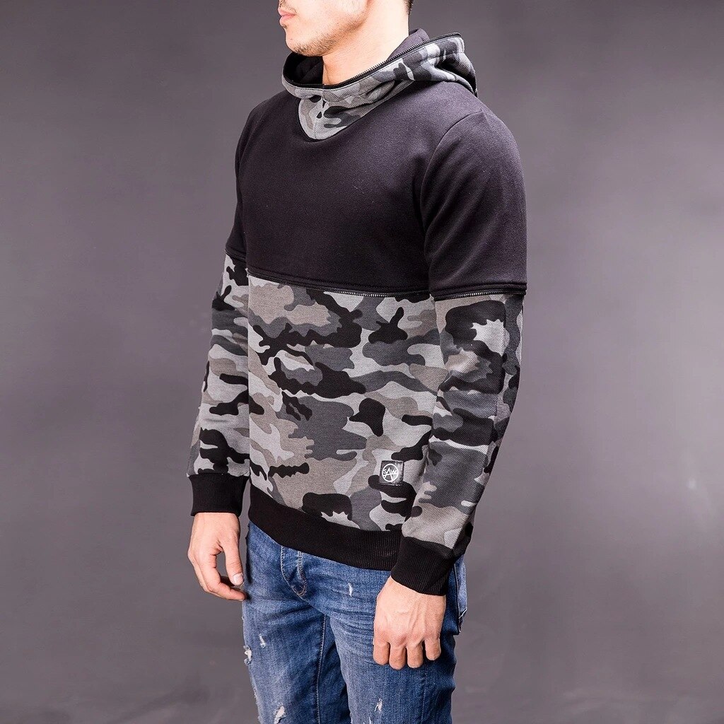 Fritids camouflage løse hættetrøjer mænd størrelse 3xl termel varm polyester tøj