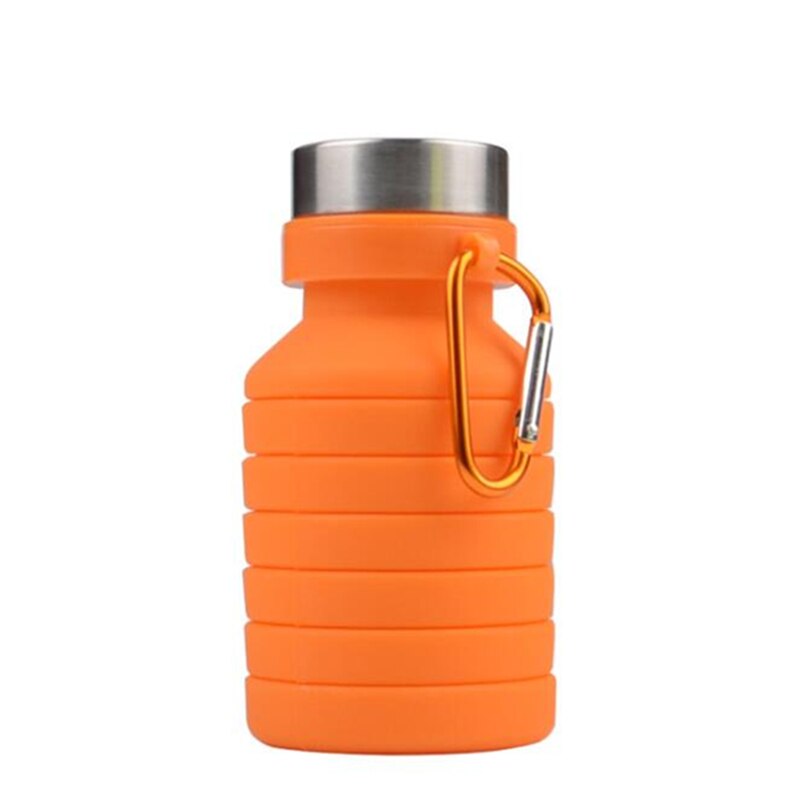 550ml Sport de plein air Portable Silicone bouteille d'eau rétractable pliant Sport boisson bouilloire bouteille de café voyage tasses à boire: orange