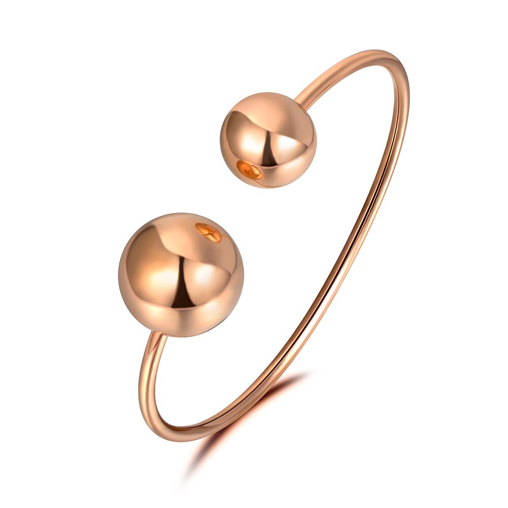 Lokaer Trendy Doppia Grande Sfera In Acciaio Inossidabile Del Polsino Dei Monili Del Braccialetto Per Le Donne di Colore Argento Del Braccialetto Del Braccialetto Regalo di San Valentino B19009: Rosa Color Oro