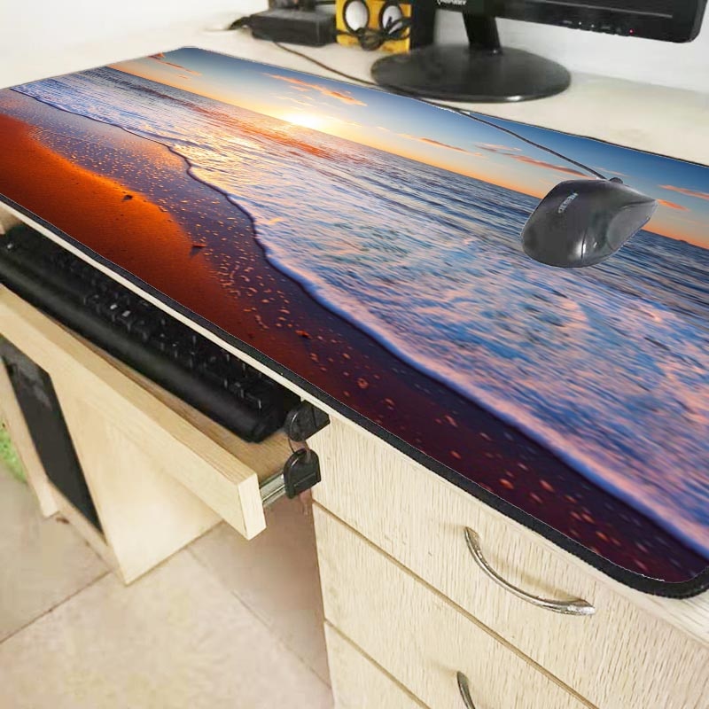 XGZ Beach Colorful Clouds Sea Scenery Large Mouse Pad Gamer Gaming Mouse Pad Computer Mousepad Keyboard Desk Mat 90X40CM/30X60CM