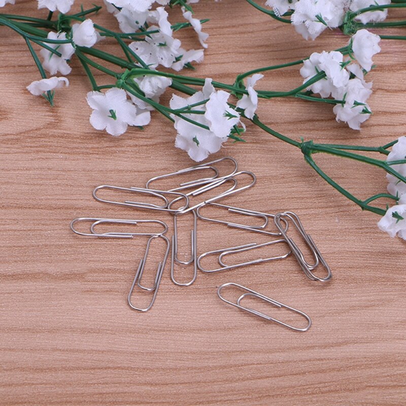 1 Set 75-85Pcs Office Plain Steel Paper Clips 29mm Paperclips Metal Silver