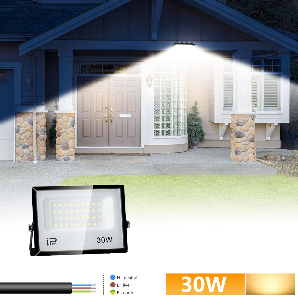 Led Flood Light IP66 Waterproof 100W 200W Outdoor Floodlight Spotlight LED Reflector Street Lamp Wall Flood Lights: Beige / changeable / 2700-9999K