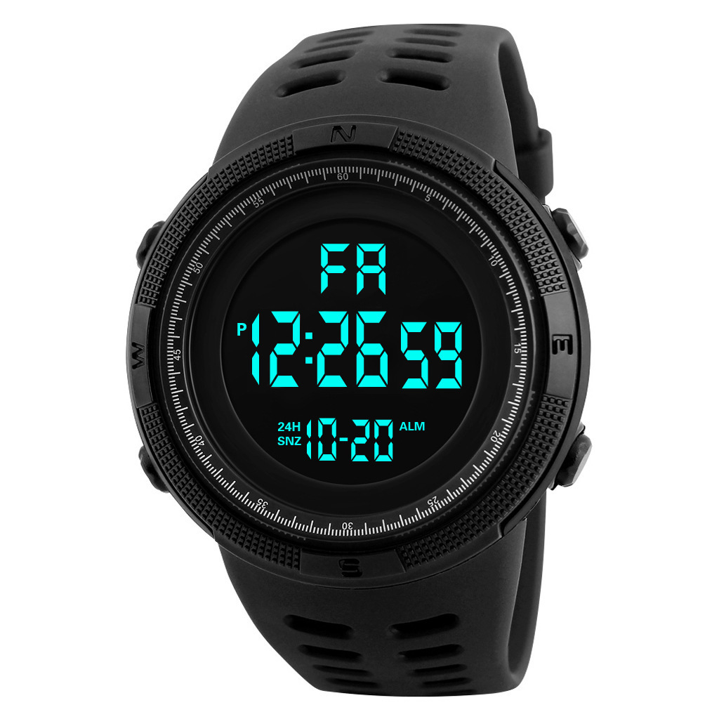 Reloj despertador Digital deportivo para hombre, Esfera Grande luminosa, resistente al agua, cronógrafo electrónico multifuncional, reloj multifuncional: Morado
