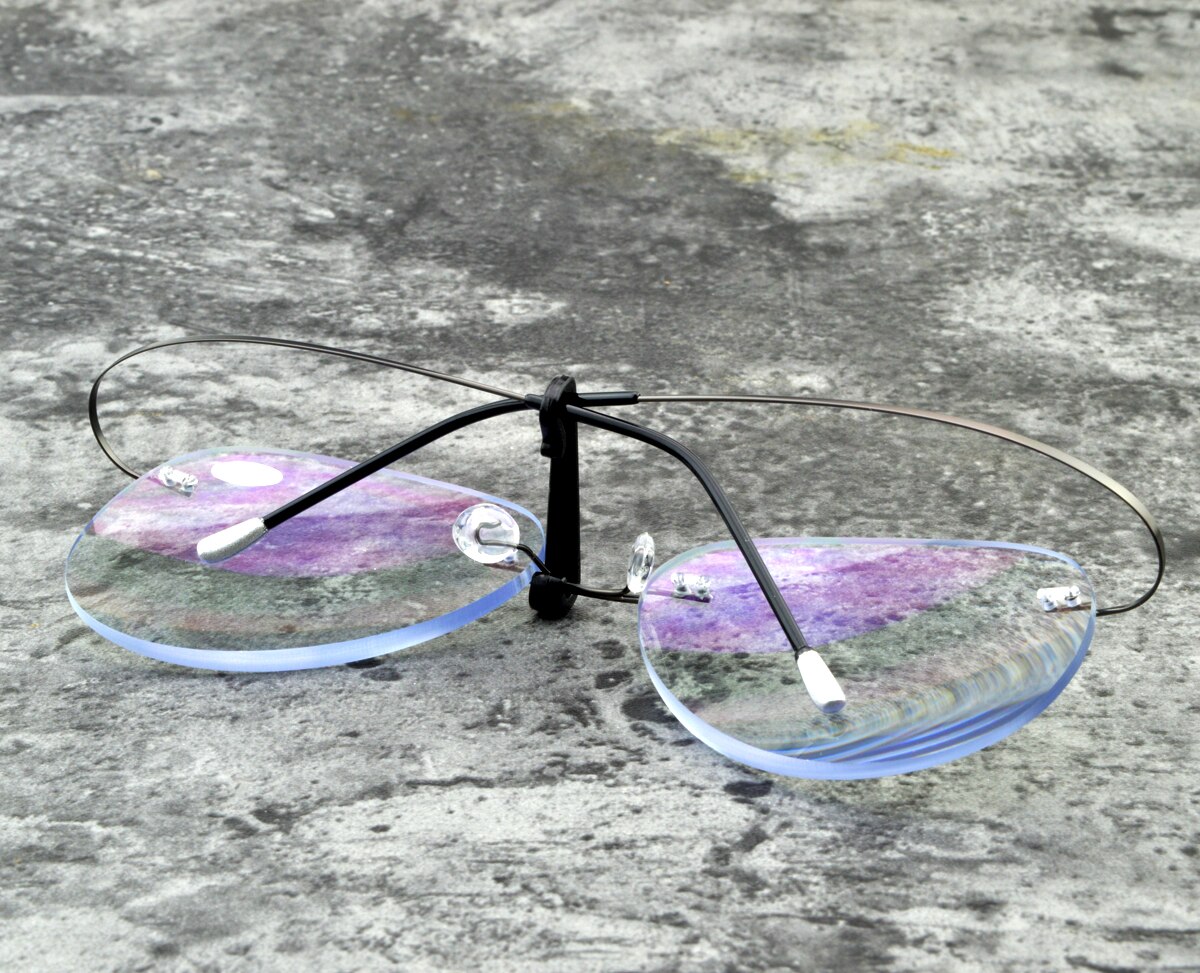 Ultralight Pilot Randloze Leesbril Met Aluminium Frame Voor Mannen Vrouwen Blauw Licht Blokkeren Met Case + 1.0 + 1.5 + 2.0 + 2.5