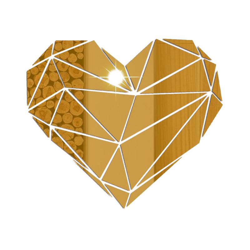 Geometric Heart-shape Mirror Stickers Self Adhesive Living Room Home Decor Wall Stickers Decal Art Valentine's Day: G