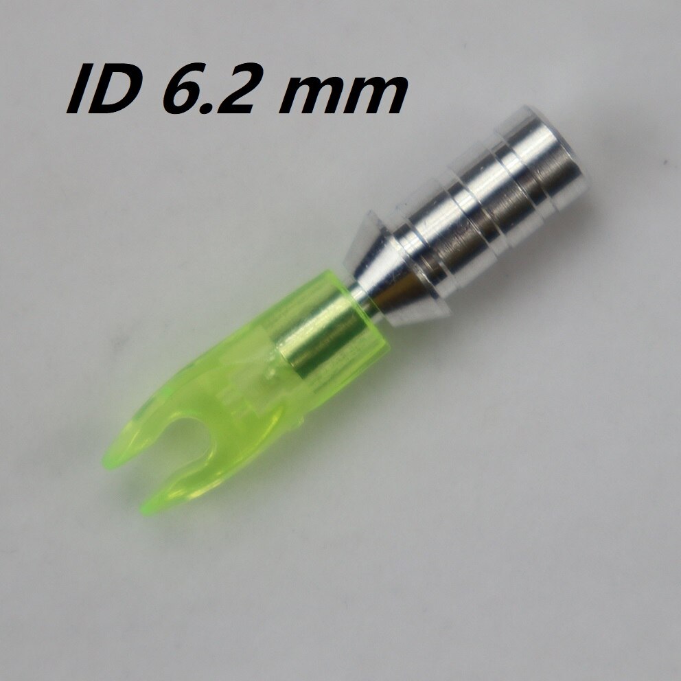 36pcs Arrow Pin Nocks Arrow Nock +Aluminum Pin For 4.2 mm 6.2 mm Carbon Arrow Shaft DIY Archery Accessories: ID 6.2 mm yellow 2