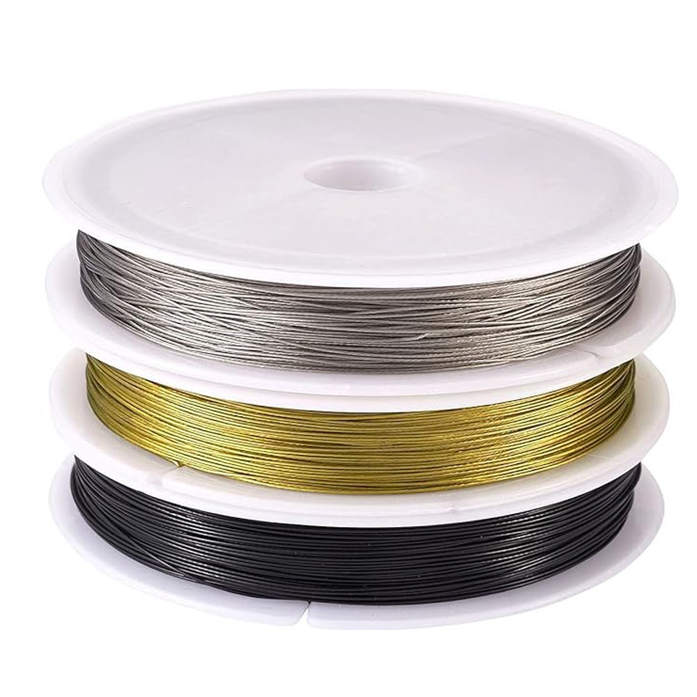 1 Roll 0.3-0.7mm Bead Stringing Wire,Anti-bite Wear Resistant Strong Line Stainless Steel Beading Wire for DIY Jewelry Making