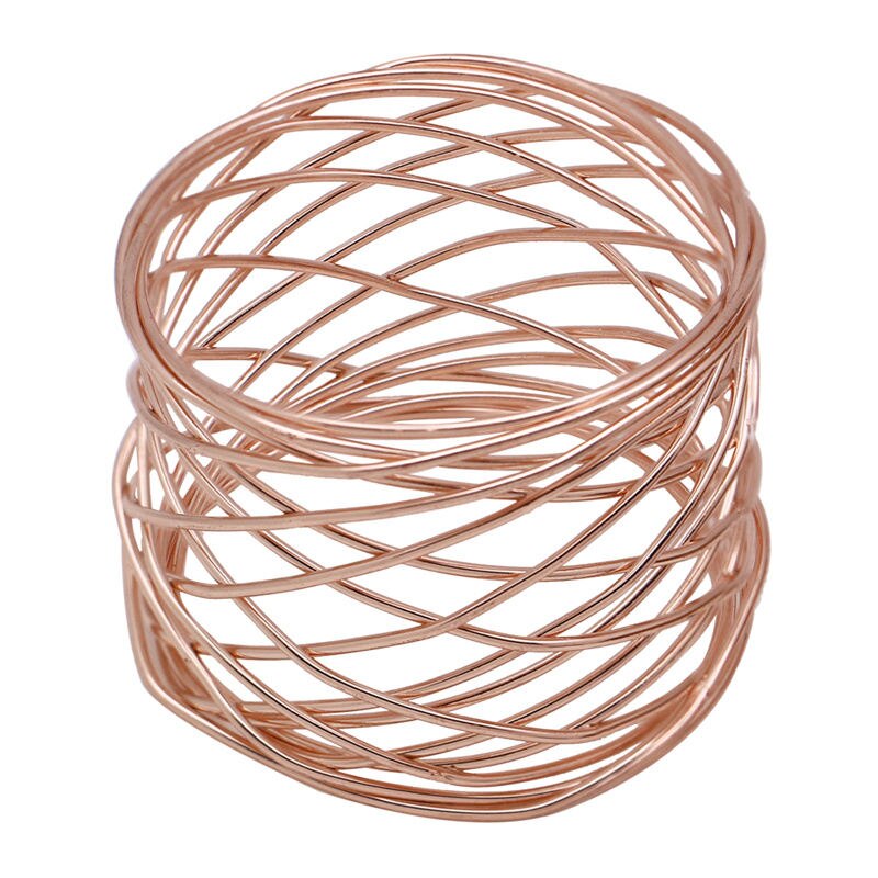 Enkele metalen ronde servetringen voor bruiloften, gouden zilveren servetring, handdoekring, gebruik kruisvormige holle tafeldecoratie: Roségoud