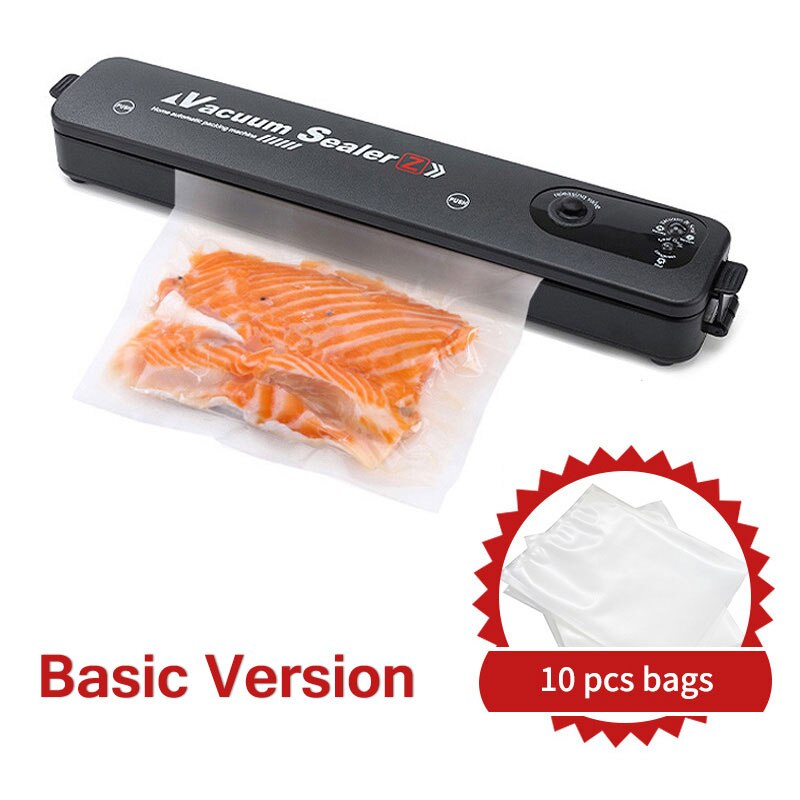 Vacuum Food Sealer Packaging Machine 220V Household Food Vacuum Sealer Film Sealer Vacuum Packer: basic machine 10bags / US Plug